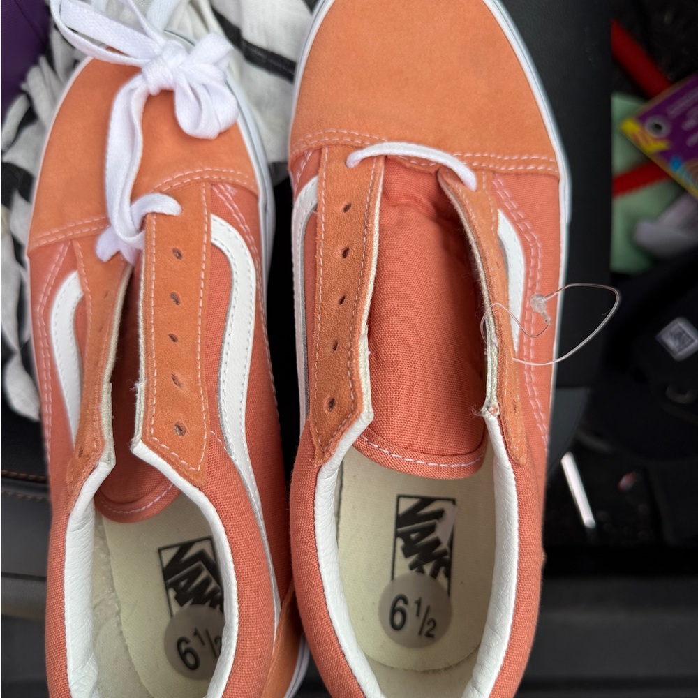 Vans Orange and White Sneakers Classic Design